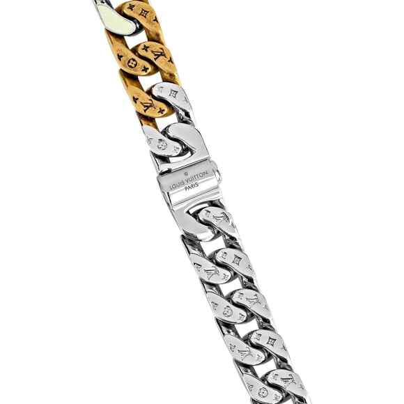 Louis Vuitton Soapy Cuban Link Gold Silver Crystal Virgil Abloh Chain Necklace - Picture 8 of 12